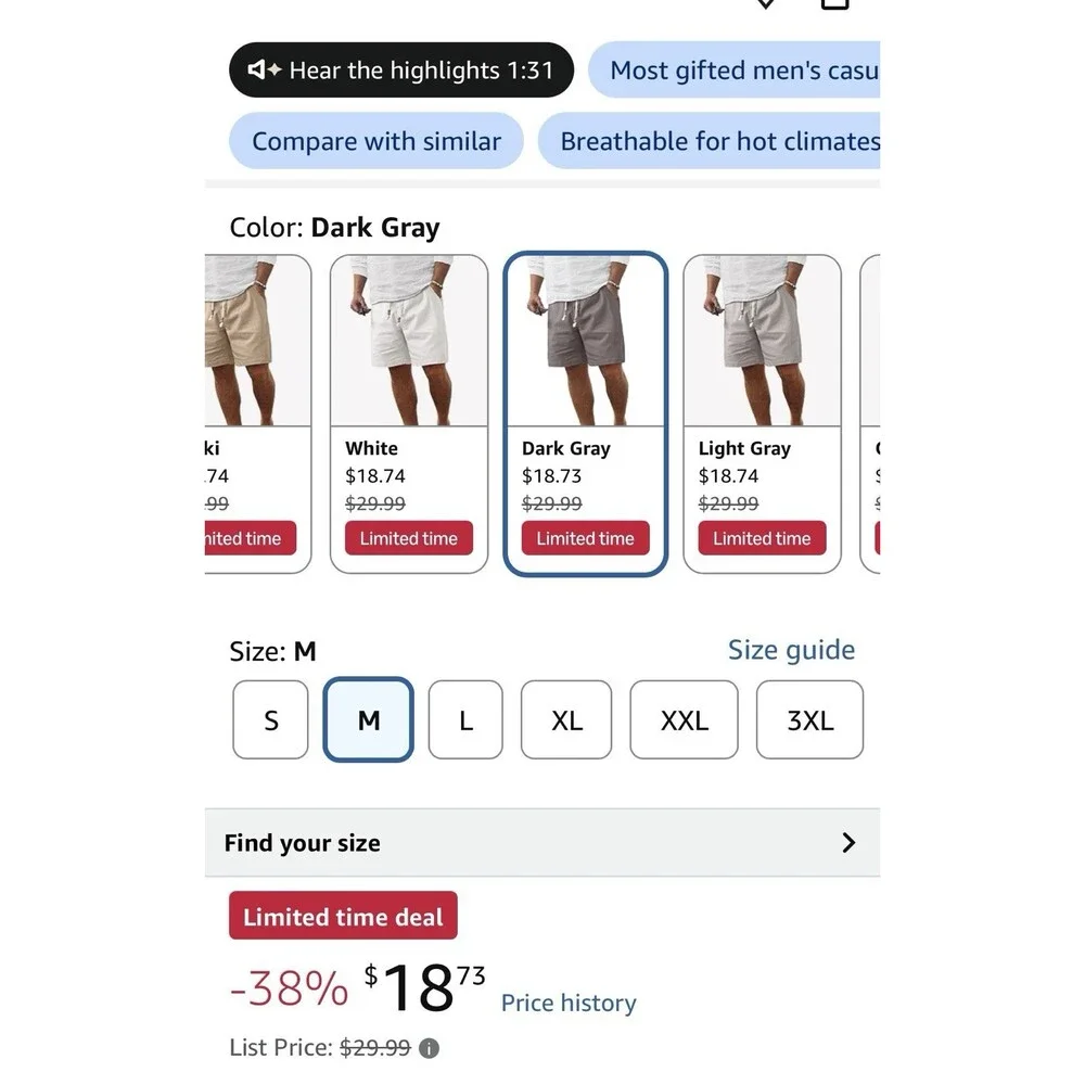 Comdecevis Men's Cotton Linen Casual ShortsRegular fit, Breathable lightweight